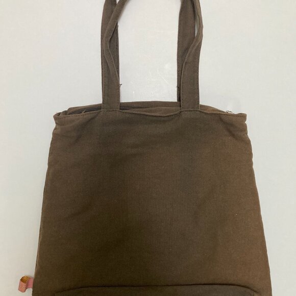 DISNEY Tinker Bell Brown Fabric Tote Bag with Zipper - Picture 5 of 9